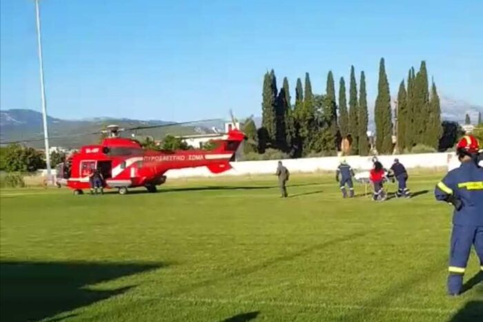 Ψαχνά: Τραυματισμένος ορειβάτης μεταφέρθηκε από το Μετόχι στο Δημοτικό Στάδιο Ψαχνών με ελικόπτερο super puma (video)
