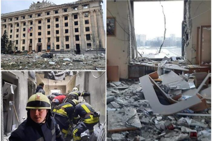 Εισβολή στην Ουκρανία: «Έγκλημα πολέμου» καταγγέλλει ο Ζελένσκι στο Χάρκοβο -Σοκ από την έκρηξη, 10 νεκροί