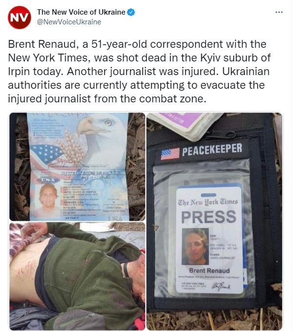 Κίεβο: Σκοτώθηκε δημοσιογράφος των New York Times ukraine dead journalist