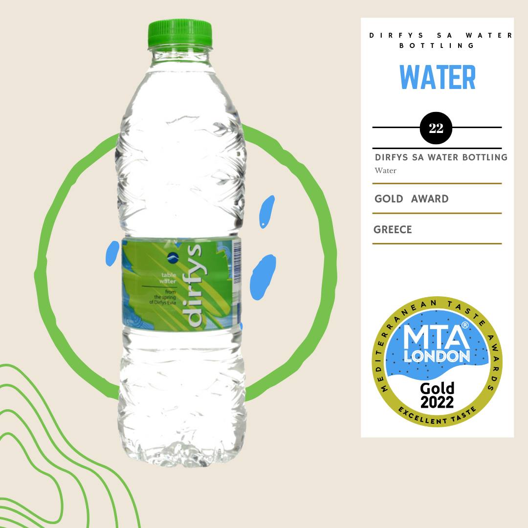 Εμφιαλωμένο νερό δίρφυς: Χρυσή διάκριση στα Mediterranean Taste Awards MTA AWARDS