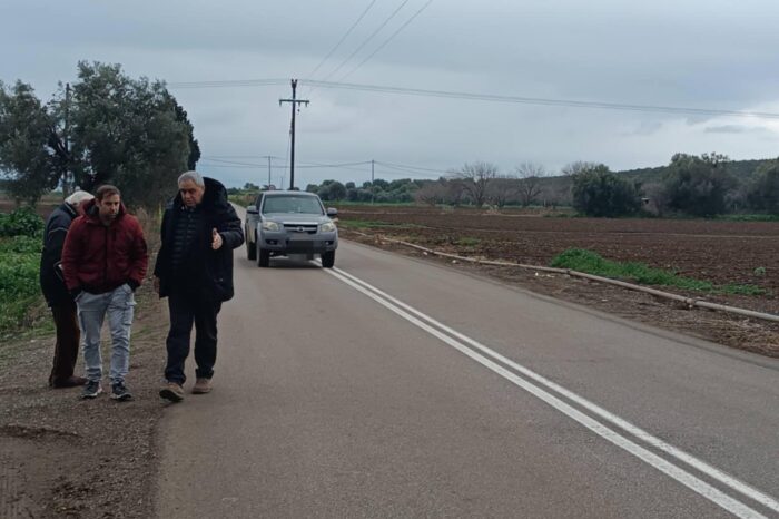 Ψαθάς και κλιμάκιο της Περιφέρειας στο σημείο που «τούμπαρε» η νταλίκα στα Βρυσάκια