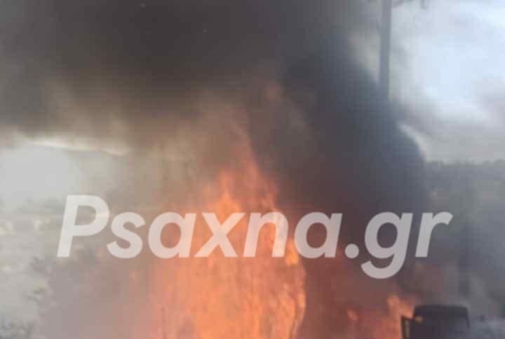 Φωτιά σε αγροτικό μηχάνημα στην Πλατάνα του Δήμου Κύμης Αλιβερίου